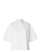 Slfagnese 2/4 Cropped Pearl Shirt B Tops Shirts Short-sleeved White Se...