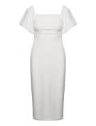 Puff Sleeve Midi Dress Polvipituinen Mekko White Gina Tricot