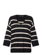 Vmsaba 3/4 V-Nck Stripe Pullover Ga Noos Tops Knitwear Jumpers Black V...