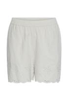 Pcalmina Mw Embroidery Shorts Bc Bottoms Shorts Casual Shorts Cream Pi...