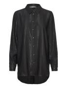 Enola Shine Stripe Shirt Tops Shirts Long-sleeved Black MOS MOSH