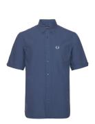 Oxford Shirt Tops Shirts Short-sleeved Blue Fred Perry