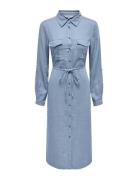 Onlcaro Ls Linen Shirt Dress Cc Pnt Polvipituinen Mekko Blue ONLY