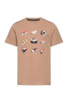 T-Shirt Ss Tops T-shirts Short-sleeved Beige Minymo