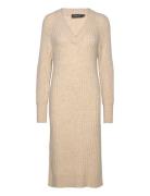 Slrakel V-Neck Dress Polvipituinen Mekko Beige Soaked In Luxury