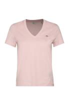 Reg Shield Ss V-Neck T-Shirt Tops T-shirts & Tops Short-sleeved Pink G...