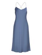 Featherweight Charmeuse Slip Dress Polvipituinen Mekko Blue Lauren Ral...