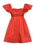 Bree Frill Detailed Mini Dress Lyhyt Mekko Red Malina