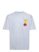 Pikachu Pokemon T-Shirt Tops T-shirts Short-sleeved Blue Mango