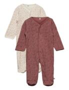 Nightsuit W/F -Buttons 2-Pack Pyjama Sie Jumpsuit Haalari Pink Pippi
