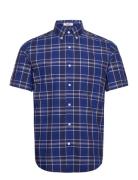 Reg Ut Poplin Check Ss Bd Tops Shirts Short-sleeved Blue GANT