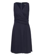 Surplice Jersey Sleeveless Dress Polvipituinen Mekko Navy Lauren Ralph...