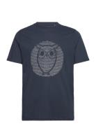 Regular Fit Owl Chest Print - Gots/ Tops T-shirts Short-sleeved Navy K...