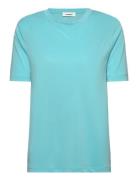 Slcolumbine Loose Fit Tee Tops T-shirts & Tops Short-sleeved Blue Soak...