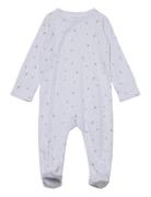 Nightsuit W. Feet Rib Pyjama Sie Jumpsuit Haalari Blue Fixoni