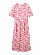 Printed Dress With Belt Polvipituinen Mekko Pink Tom Tailor