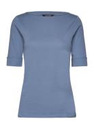 Cotton Boatneck Top Tops T-shirts & Tops Short-sleeved Blue Lauren Ral...
