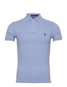 Slim Fit Mesh Polo Shirt Tops Polos Short-sleeved Blue Polo Ralph Laur...