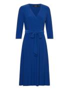 Surplice Jersey Dress Polvipituinen Mekko Blue Lauren Ralph Lauren