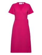 Vilovie S/S Wrap Midi Dress - Noos Polvipituinen Mekko Pink Vila