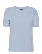 Fqfenja-Tee-Puff Tops T-shirts & Tops Short-sleeved Blue FREE/QUENT