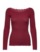 Organic T-Shirt W/Lace Tops T-shirts & Tops Long-sleeved Red Rosemunde