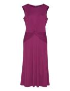 Twist-Front Jersey Dress Polvipituinen Mekko Purple Lauren Ralph Laure...