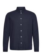 Sdenea Allan Ls Tops Shirts Casual Blue Solid