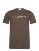 Copenhagen Print Tee S/S Tops T-shirts Short-sleeved Brown Lindbergh