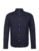 Kristian Linen B.d. Shirt Tops Shirts Casual Navy Les Deux