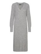 Slrakel V-Neck Dress Polvipituinen Mekko Grey Soaked In Luxury