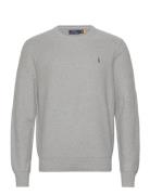 Textured Cotton Crewneck Sweater Tops Knitwear Round Necks Grey Polo R...