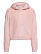 Velours Zip Through Hoodie Tops Sweat-shirts & Hoodies Hoodies Pink To...