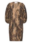 Wrap Dress With Balloon Sleeves Polvipituinen Mekko Brown Coster Copen...