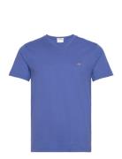 Slim Shield V-Neck T-Shirt Tops T-shirts Short-sleeved Blue GANT
