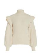 Vibooba Frill Pullover /B Tops Knitwear Jumpers Beige Vila