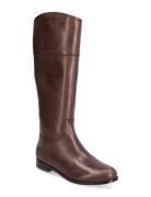 Justine Burnished Leather Riding Boot Korkeavartiset Saapikkaat Brown ...