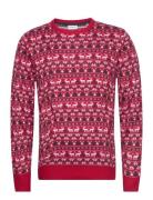 Christmas Knit Tops Knitwear Round Necks Red Lindbergh