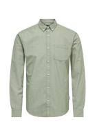 Onsremy Ls Reg Wash Oxford Shirt Tops Shirts Casual Green ONLY & SONS