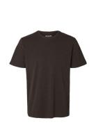 Slhaspen Slub Ss O-Neck Tee Noos Tops T-shirts Short-sleeved Brown Sel...