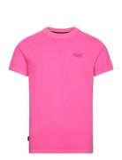 Essential Logo Emb Neon Tee Tops T-shirts Short-sleeved Pink Superdry