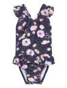 Baby Suit W. Frills, Diaper Uimapuku Uima-asut Purple Color Kids