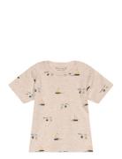 T-Shirt Ss Aop Tops T-shirts Short-sleeved Beige Minymo