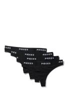 Pclogo Lady Thong 4 Pack Noos Bc Stringit Alusvaatteet Black Pieces