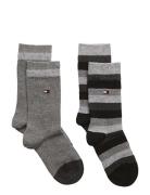 Th Kids Basic Stripe Sock 2P Sukat Grey Tommy Hilfiger