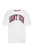 Over D Gant Usa T-Shirt Tops T-shirts Short-sleeved White GANT