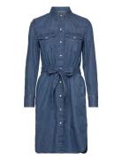 Belted Denim Shirtdress Polvipituinen Mekko Blue Lauren Ralph Lauren