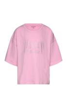 Diamante Crop Boxy Tee Tops T-shirts Short-sleeved Pink Juicy Couture