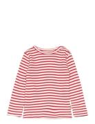 T-Shirt L/S Modal Striped Tops T-shirts Long-sleeved T-shirts Red Peti...