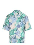 Rel Camp Collar Sea Print Ss Shirt Tops T-shirts Short-sleeved Multi/p...